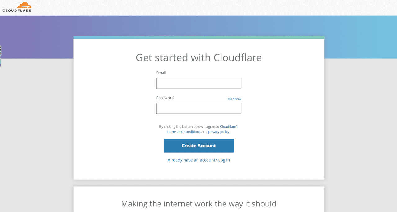 Create an account for CloudFire
